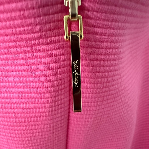 Lily Pultizer Janice Knit Shift Dress - Pink with Gold trim- size M - Picture 5 of 7
